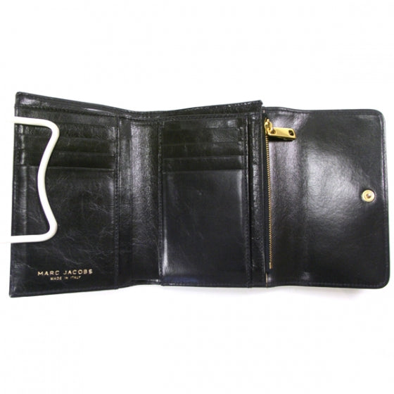 Leather Patchwork Medium Wallet Black