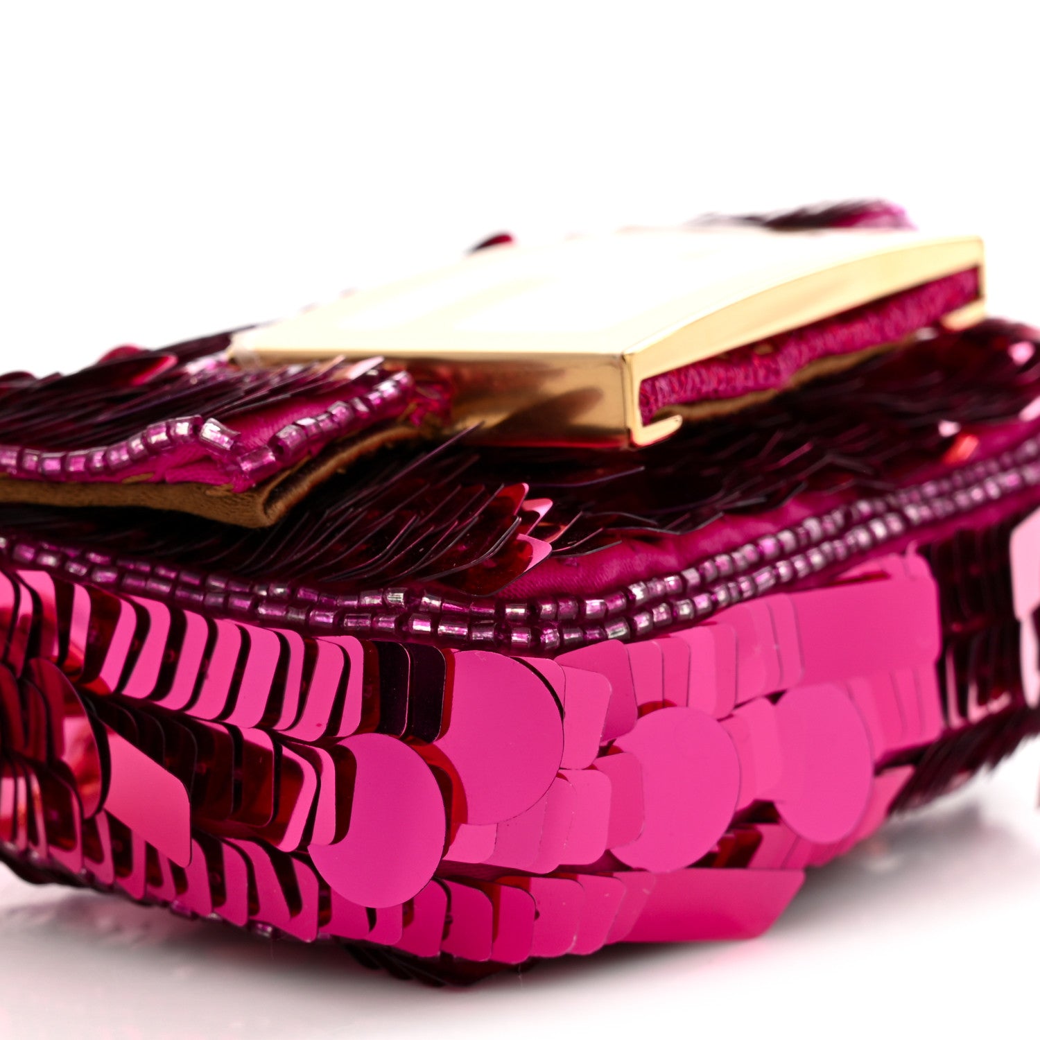 Fendi Sequin Paillettes Shiny Nappa Sex and the City Nano Maxi Buckle Baguette Charm Ciclamino Pilar 9 of 11