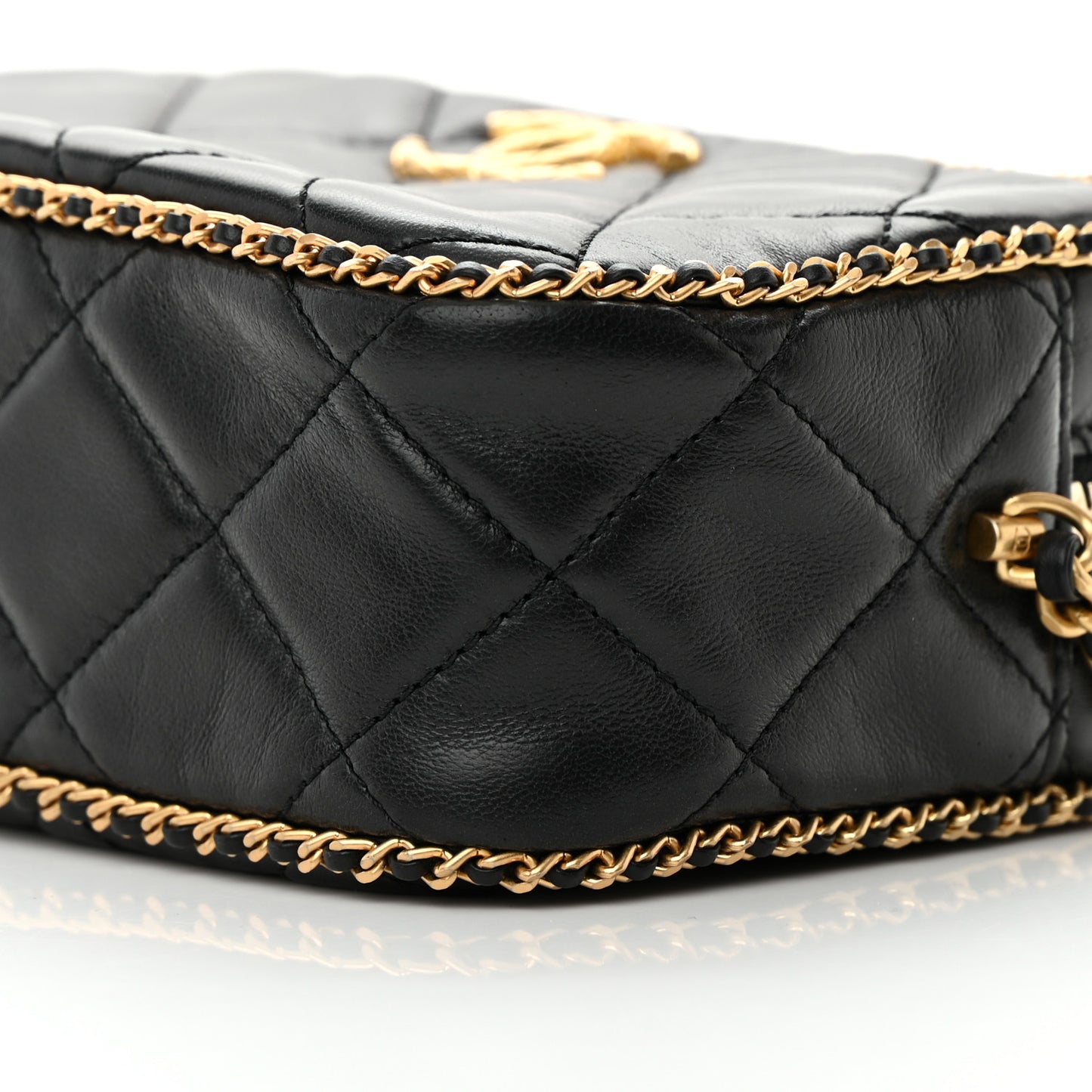 Lambskin Quilted Chain CC Mini Camera Case Black
