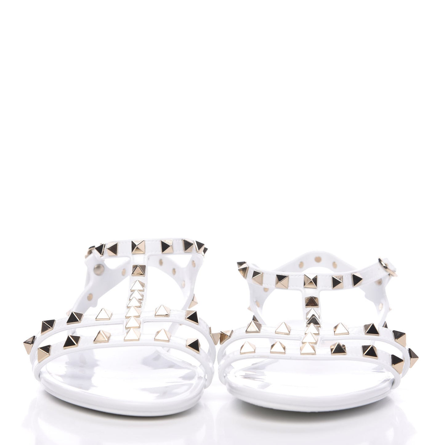 PVC Jelly Rockstud Caged Sandals 38 Optic White