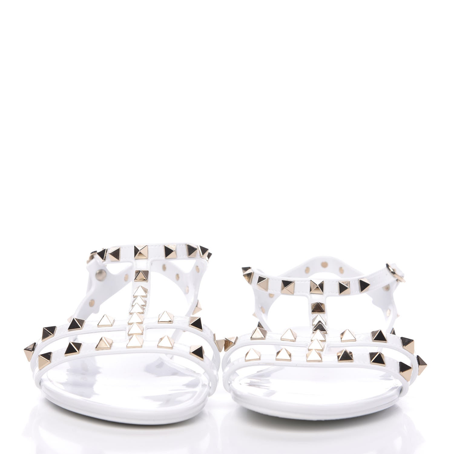 Valentino Garavani PVC Jelly Rockstud Caged Sandals 38 Optic White 2 of 7