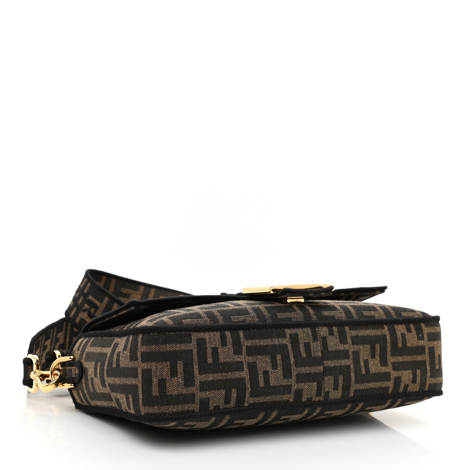 Fendi Fabric Jacquard FF 1974 Medium Baguette Tobacco Moro Black 4 of 8