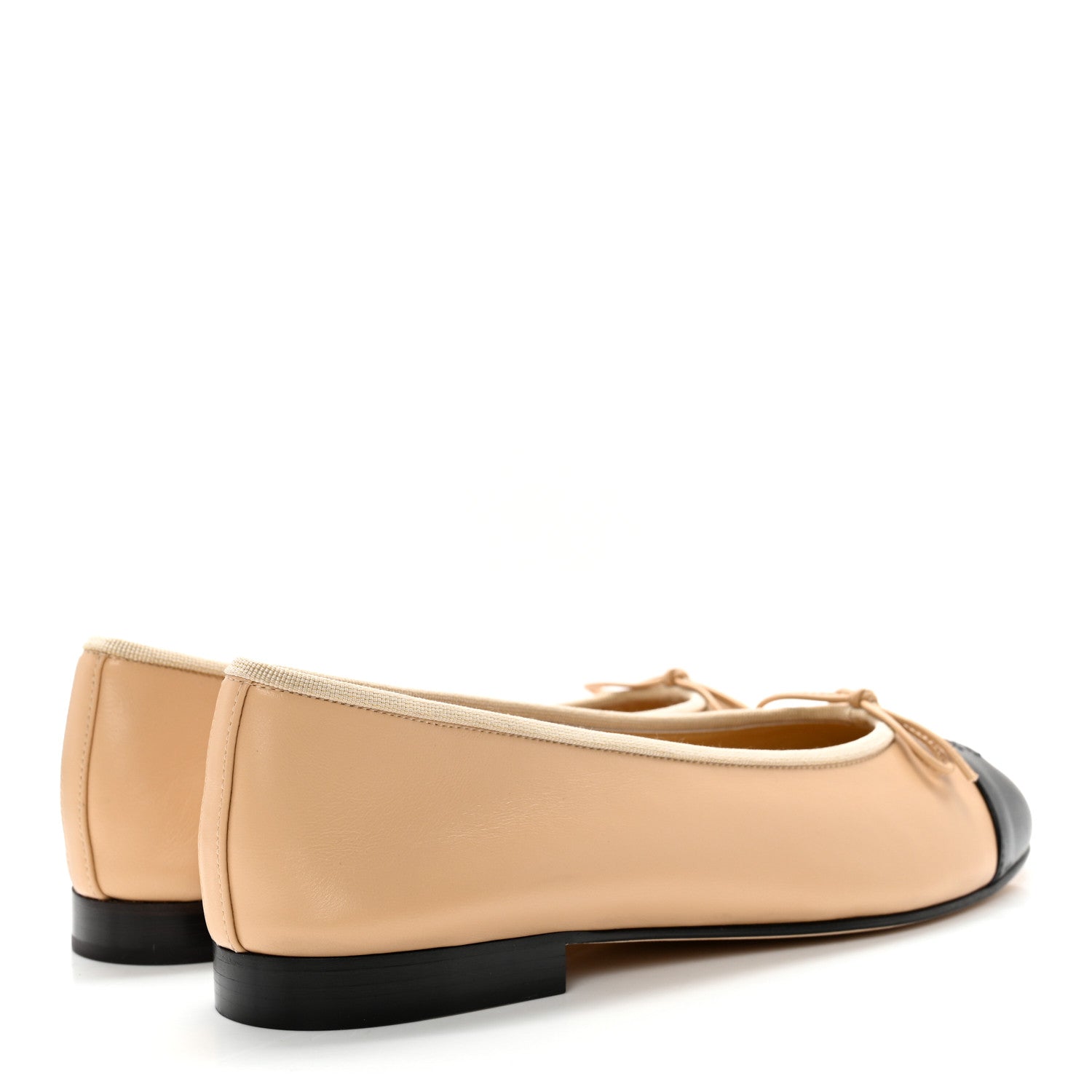 Chanel Lambskin Cap Toe CC Ballerina Flats 39 Beige Black 4 of 9