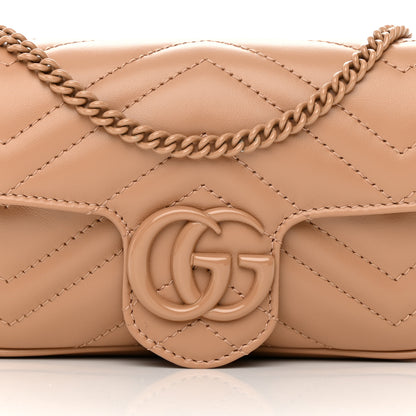 Gucci Calfskin Matelasse Monochrome Super Mini GG Marmont Shoulder Bag Camelia 8 of 13
