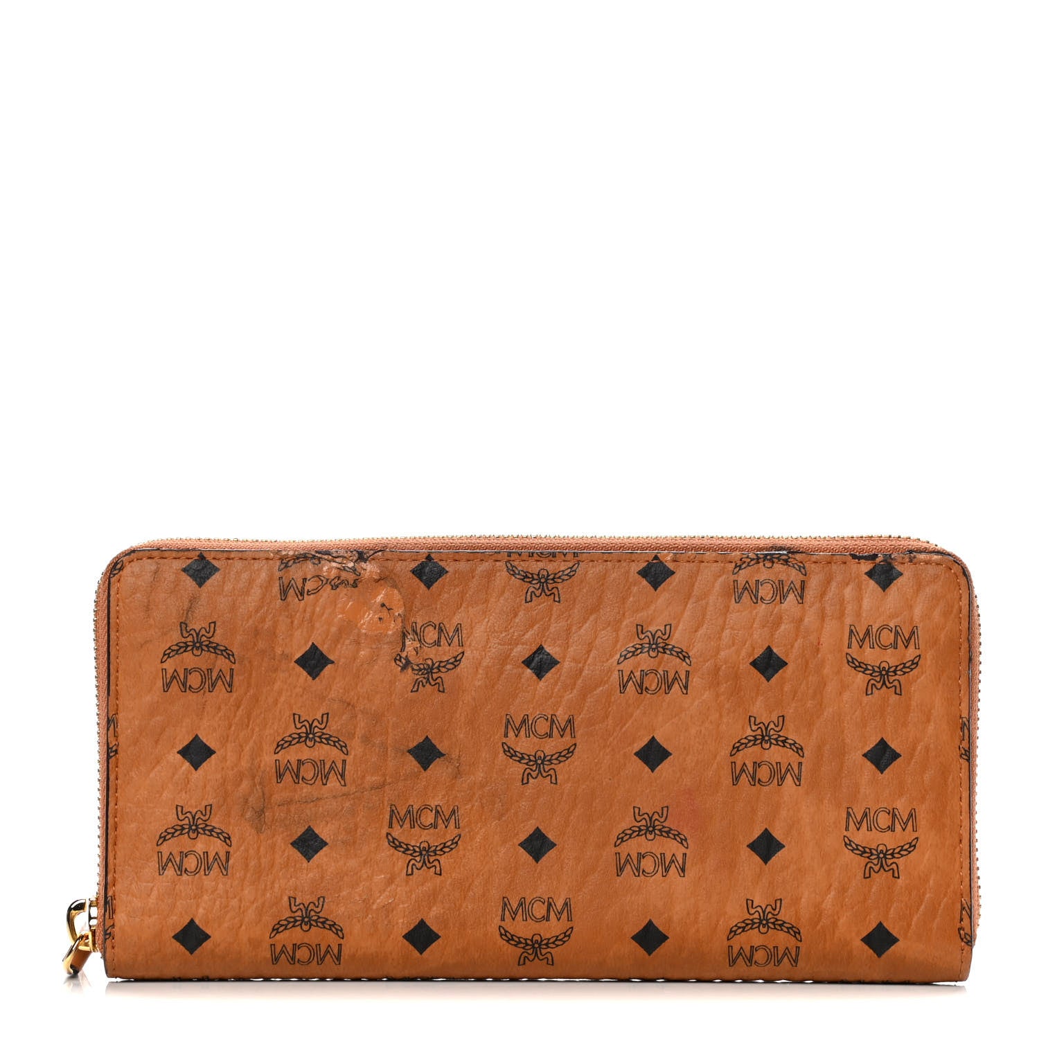 MCM Visetos Large Zip Around Wallet Cognac 1 of 12