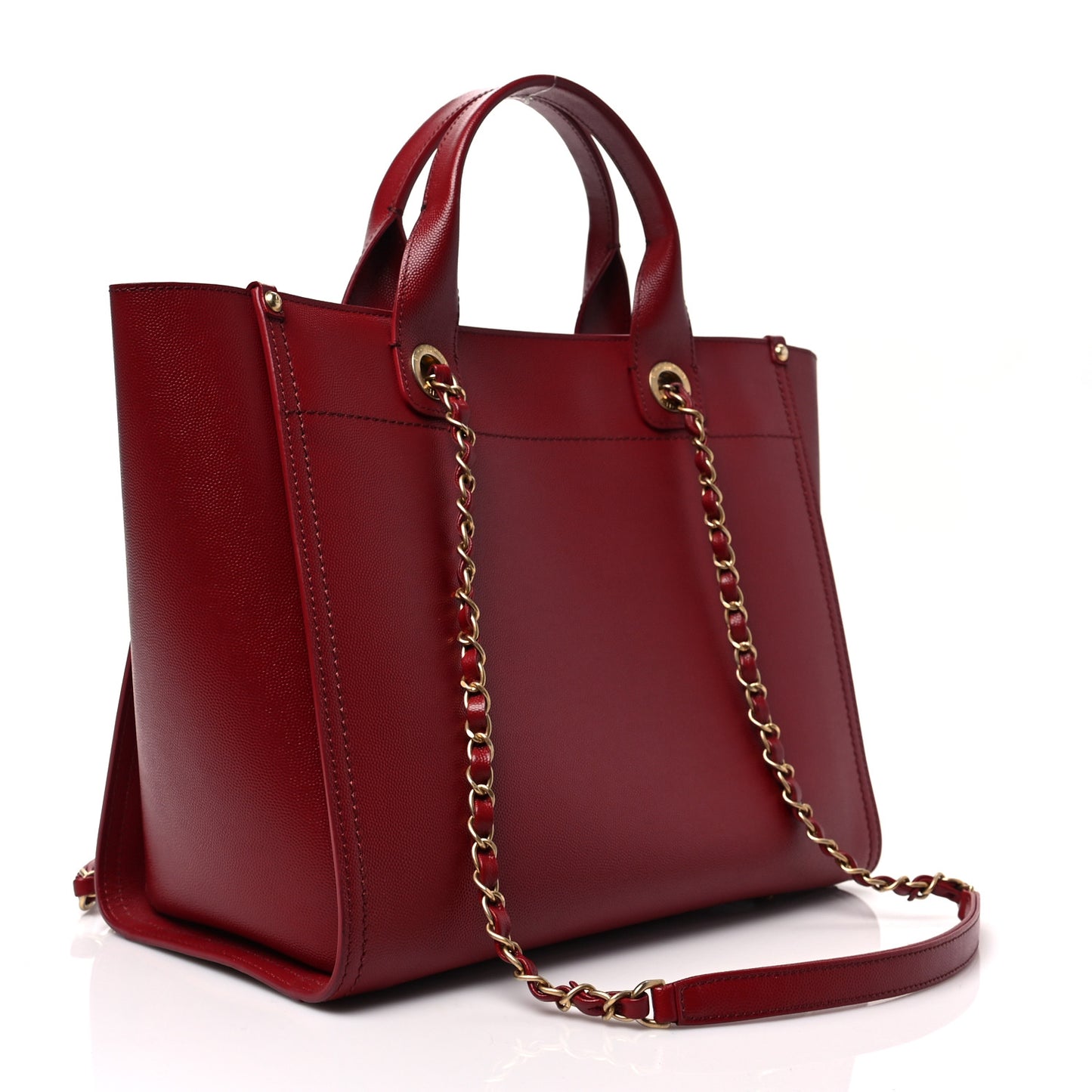 Caviar Small Studded Deauville Tote Burgundy