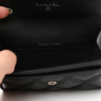 Chanel Patent Quilted Flap Card Holder Black 6 of 8