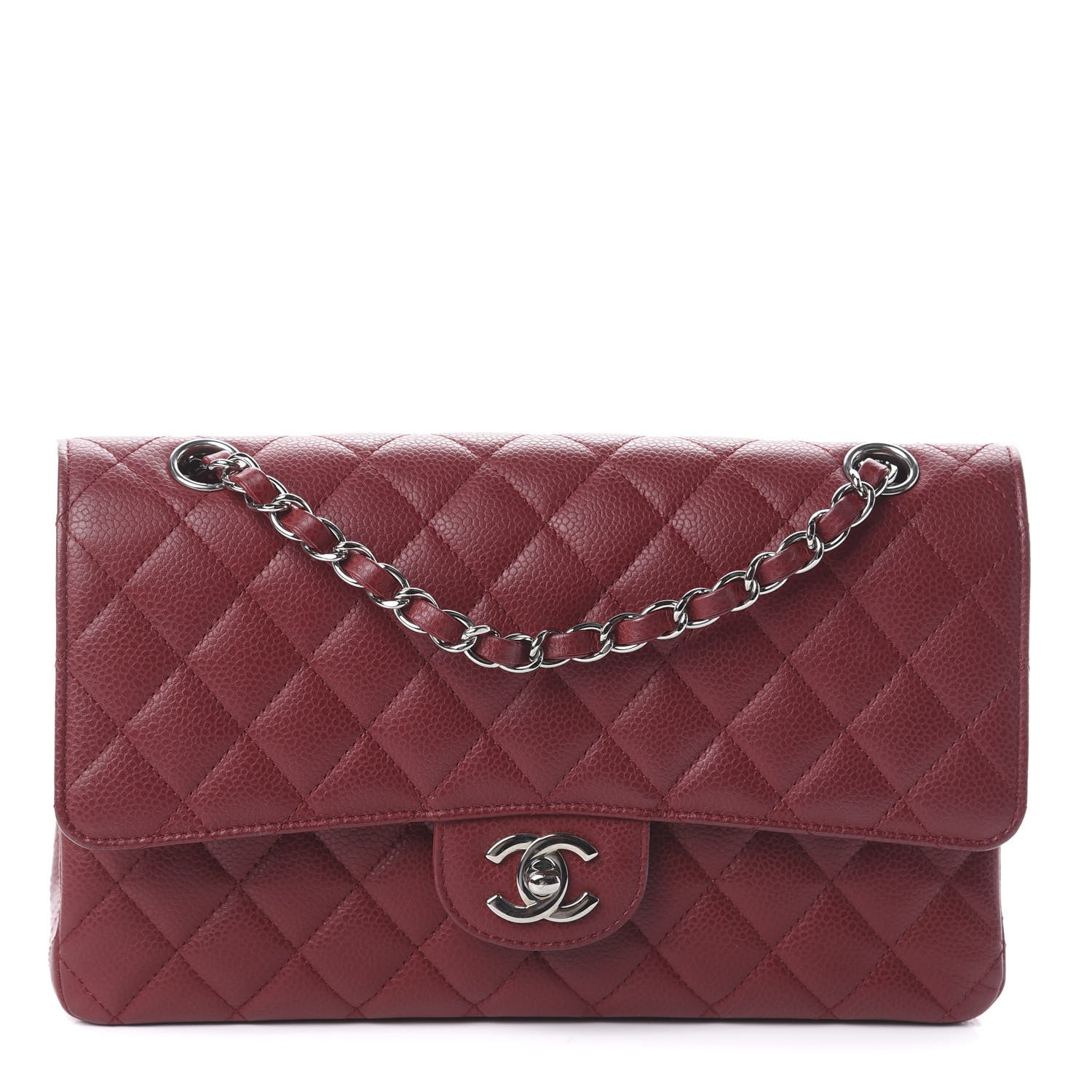Chanel Caviar Quilted Medium Double Flap Dark Red 1 of 8