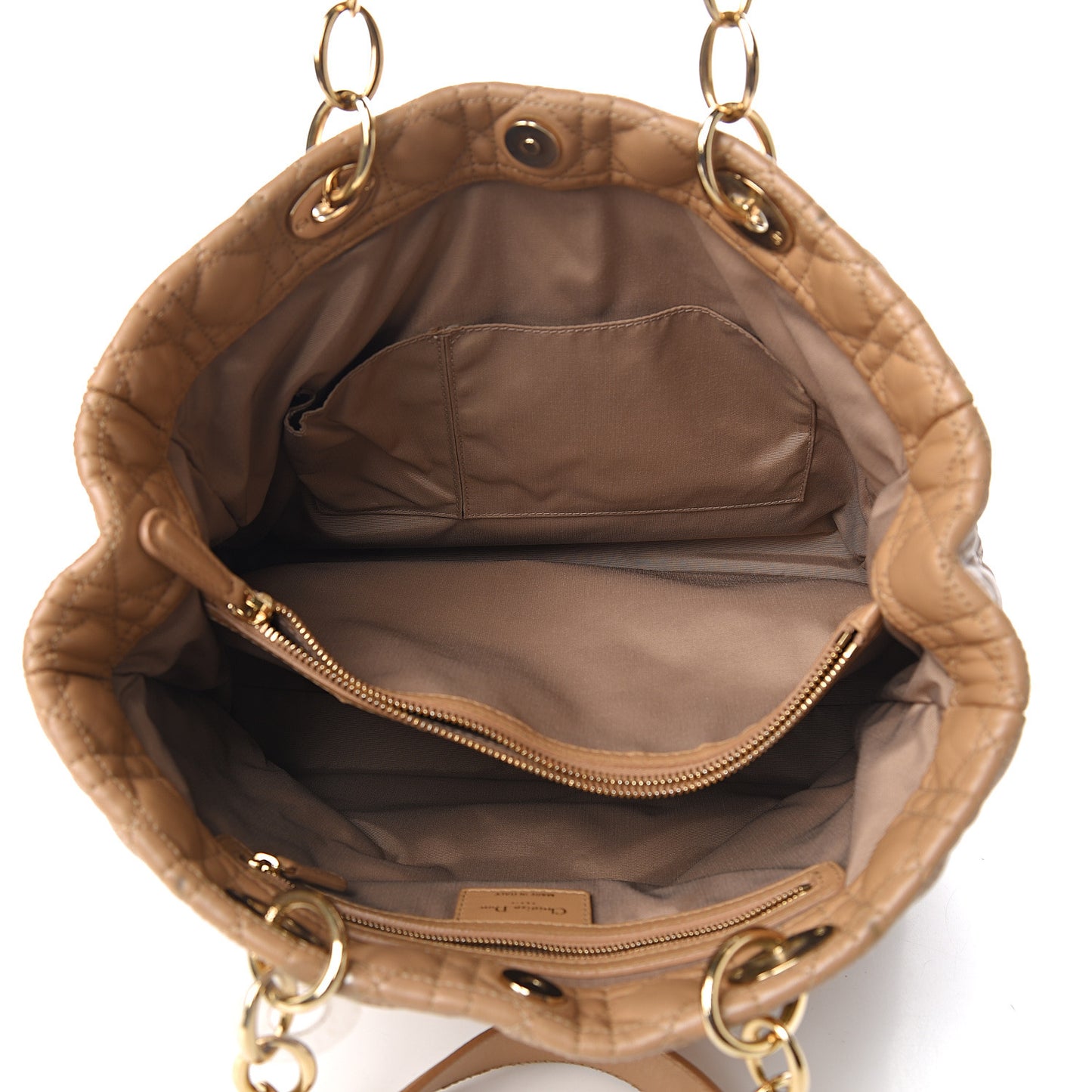 Lambskin Cannage Large Dior Soft Shopping Tote Beige