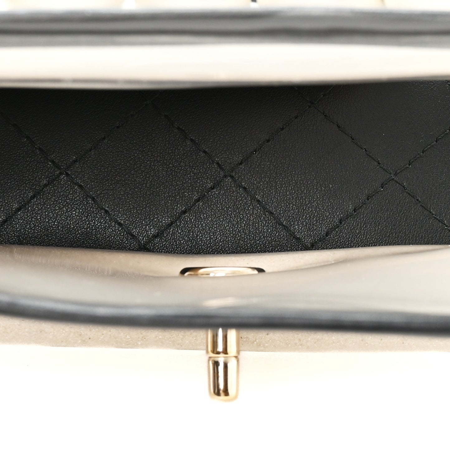 Lambskin PVC Sand By The Sea Flap With Pearl Strap Black
