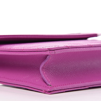 Saint Laurent Grain De Poudre Matelasse Chevron Monogram Envelope Chain Wallet Purple 8 of 10