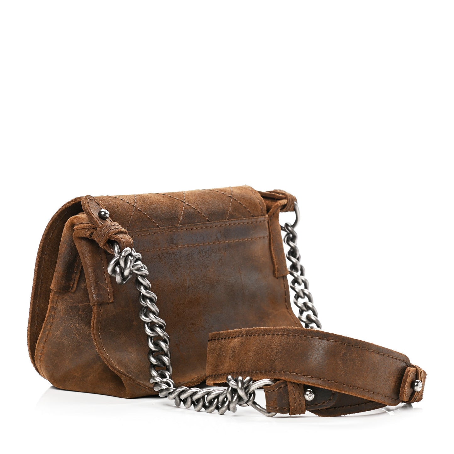Nubuck Stitched Small Highlander Messenger Brown