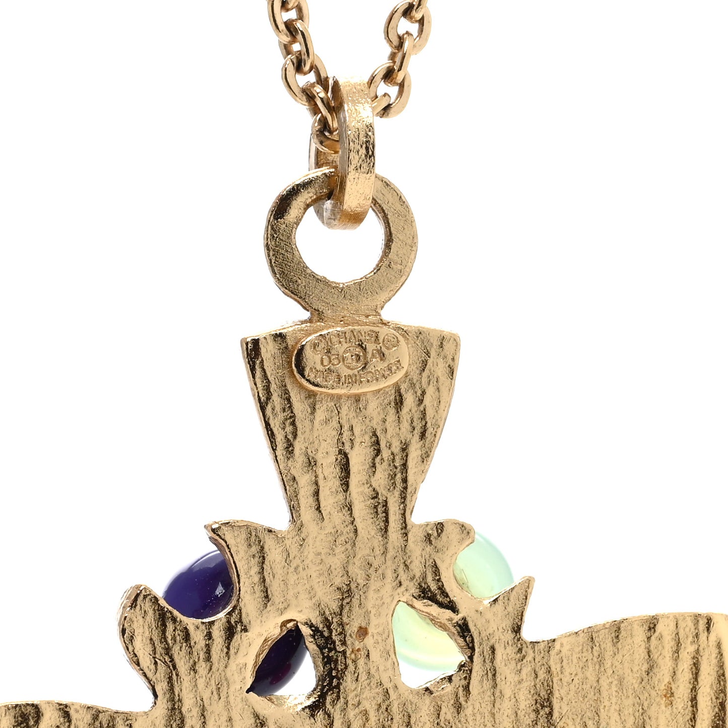 Gripoix CC Cross Pendant Necklace Gold