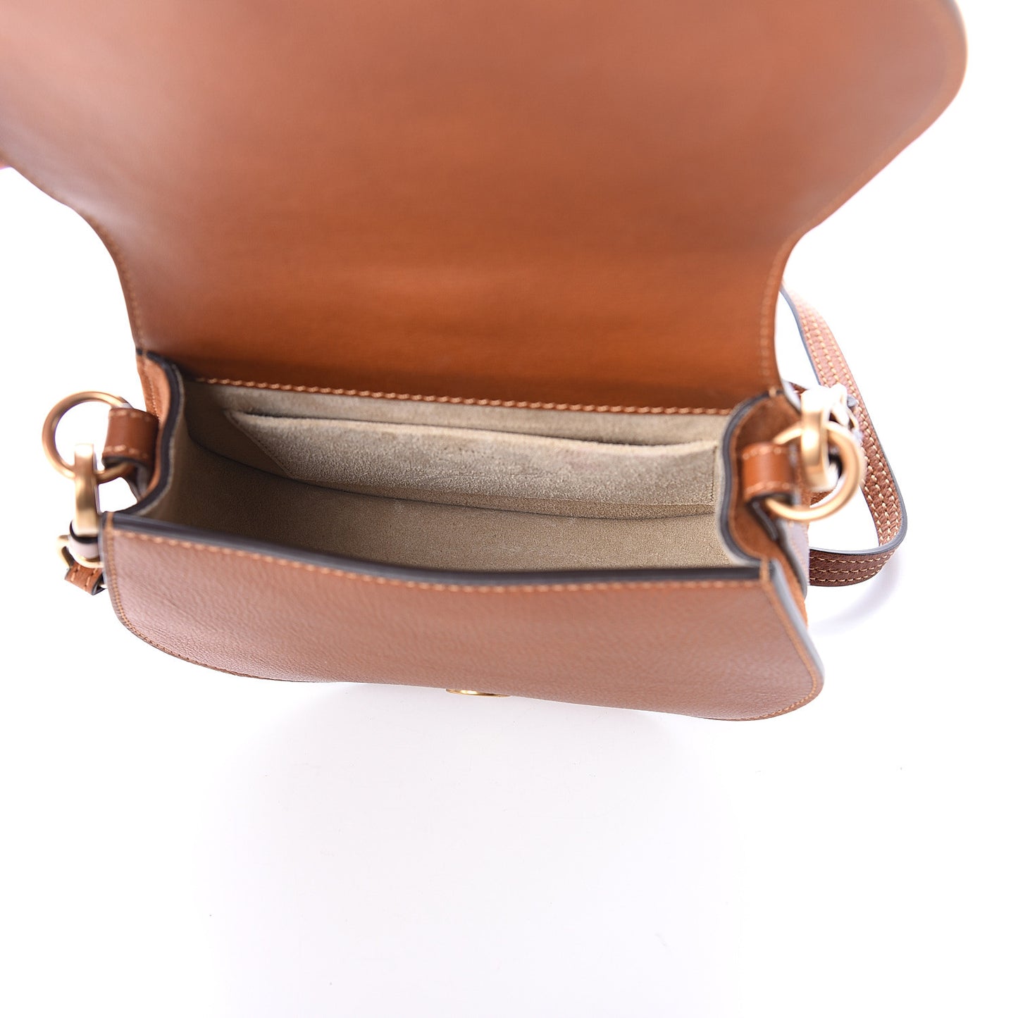 Calfskin Suede Small Nile Bracelet Bag Caramel