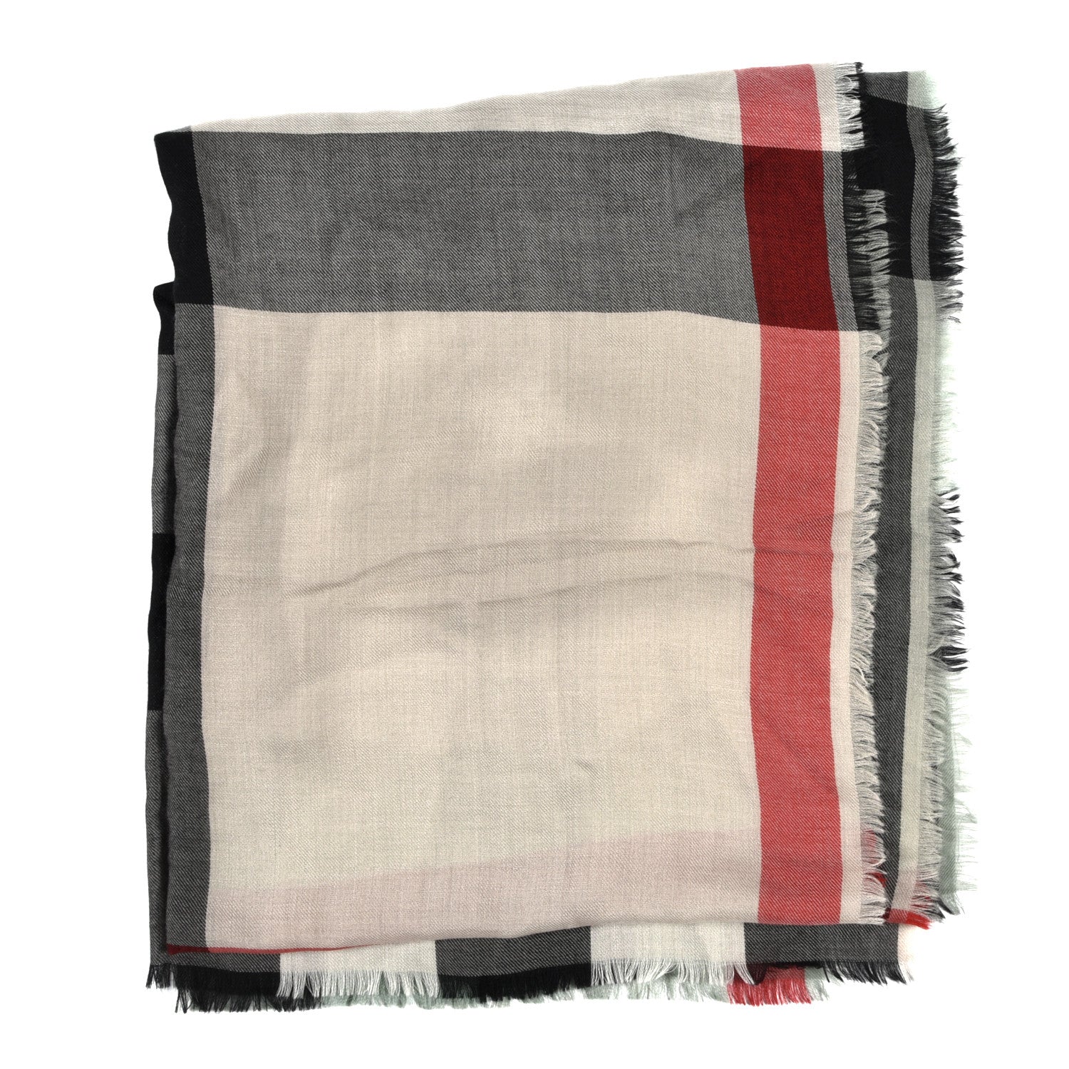Burberry Cashmere Giant Check Lightweight Scarf Charcoal Green 2 of 3