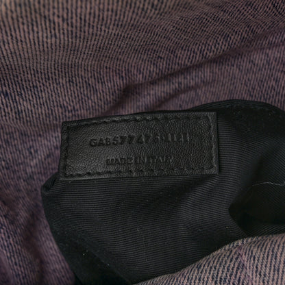 Saint Laurent Denim Quilted Medium Loulou Puffer Monogram Chain Satchel Bleached Lilac 7 of 11