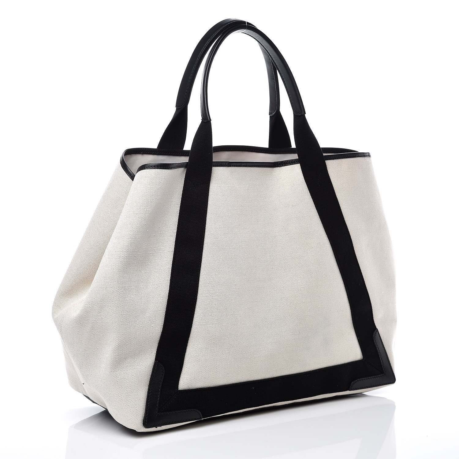 Balenciaga Cotton Canvas Calfskin M Navy Cabas Natural Black 3 of 9