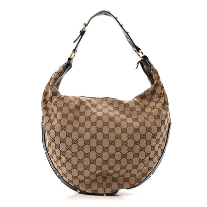 Gucci Monogram Large Biba Studded Hobo Dark Brown 1 of 16