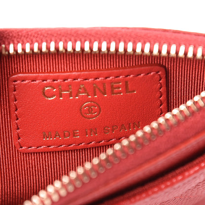Chanel Caviar Quilted CC Zip Card Holder Red 6 of 8