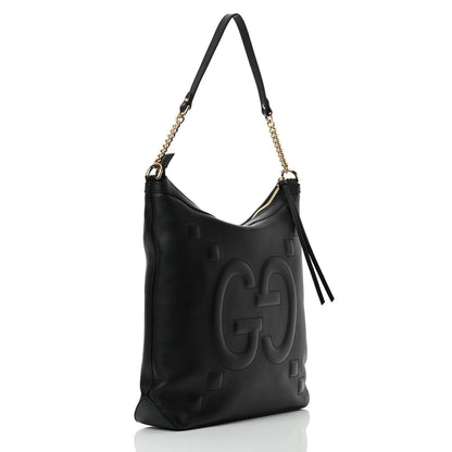 Gucci Apollo Calfskin GG Dadini Embroidered Chain Hobo Black 2 of 9