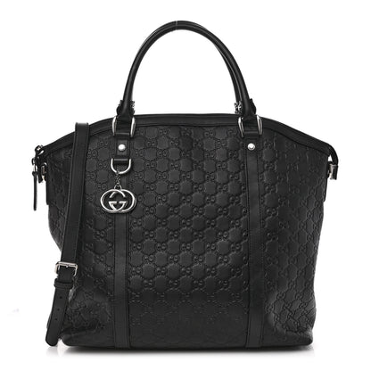 Gucci Guccissima Large GG Charm Convertible Dome Satchel Black 1 of 11