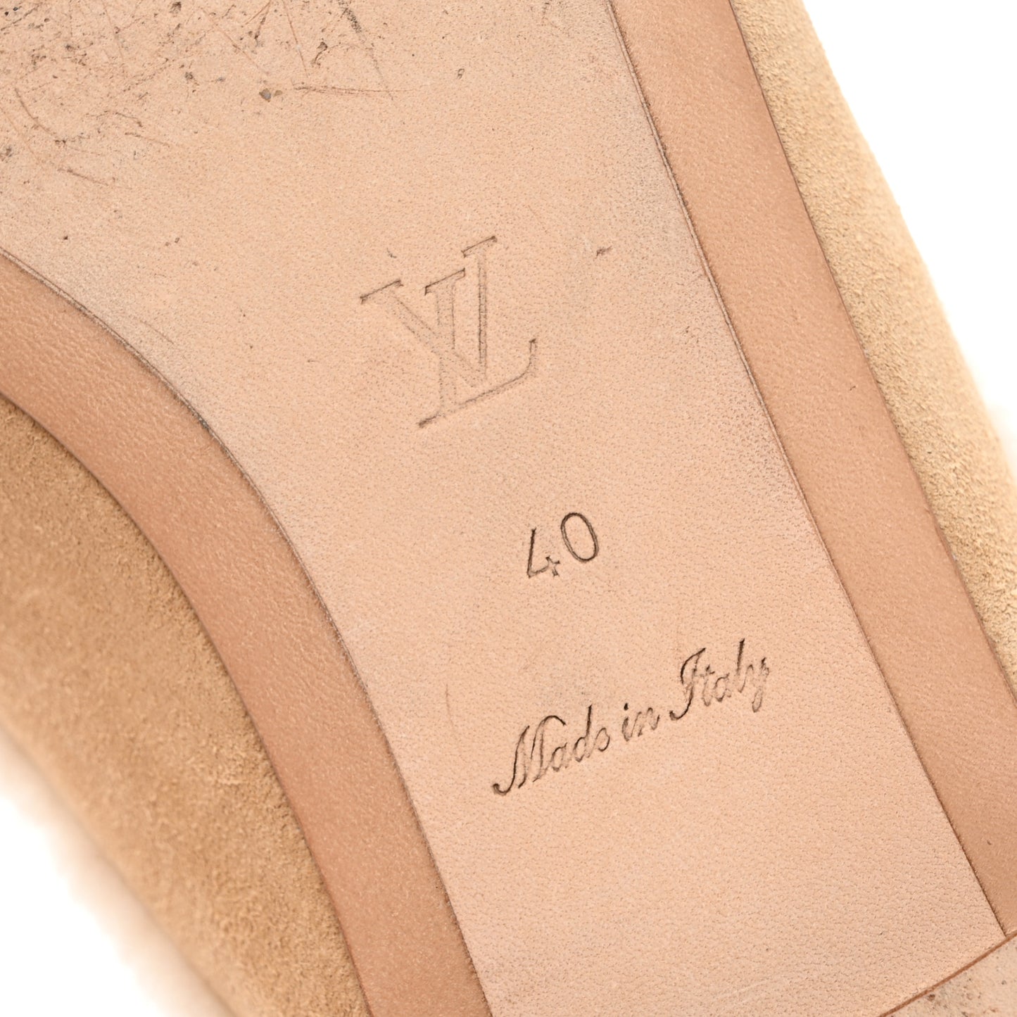 Shearling Suede LV Mare Open Back Loafer 40 Beige