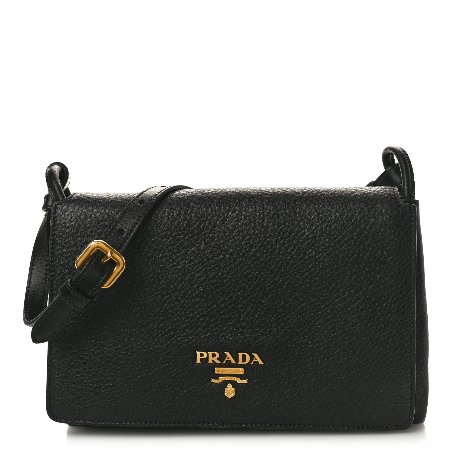 Prada Vitello Daino Crossbody Flap Black 1 of 10