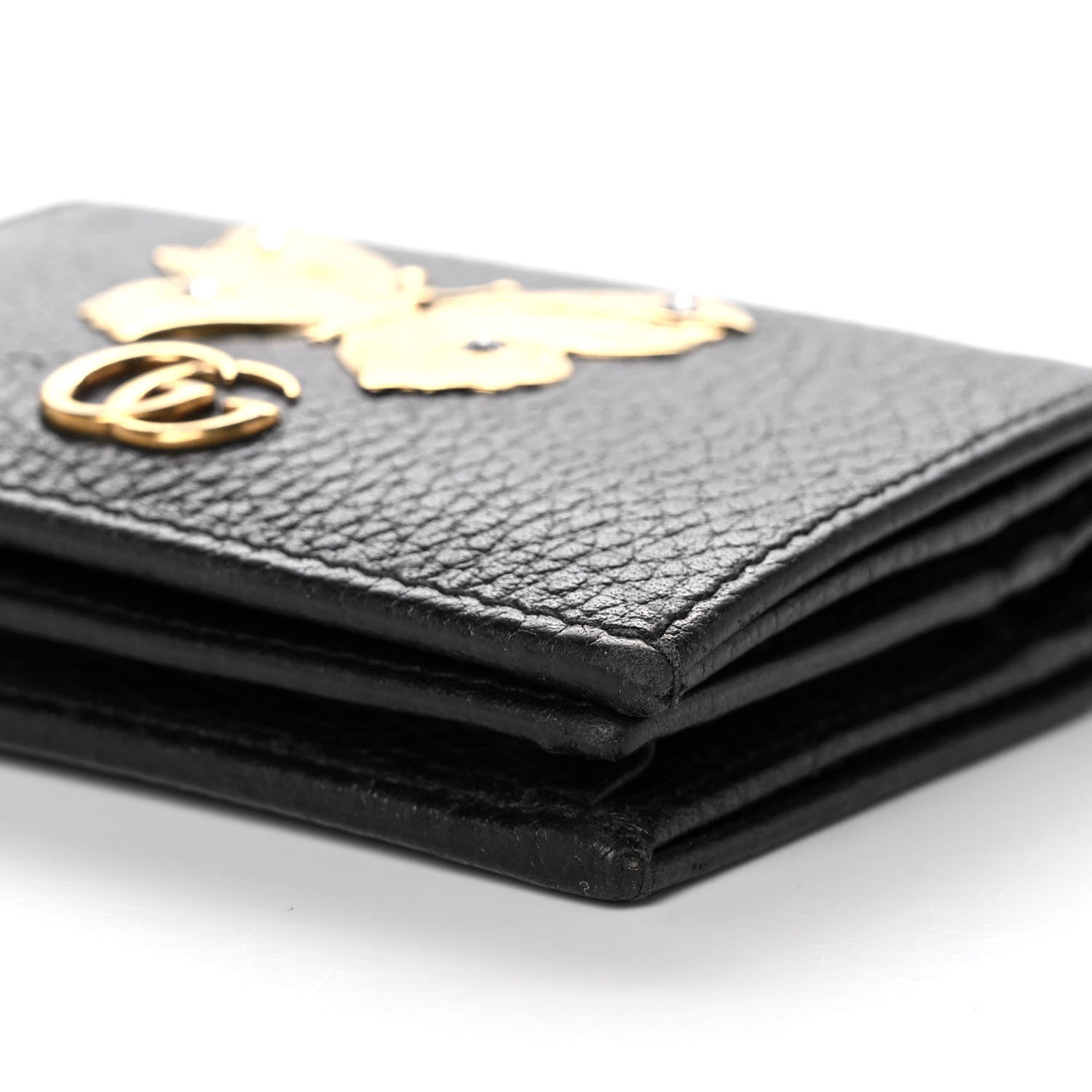 Gucci Pebbled Calfskin Butterfly Card Case Black 11 of 13