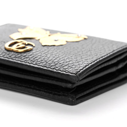 Gucci Pebbled Calfskin Butterfly Card Case Black 11 of 13