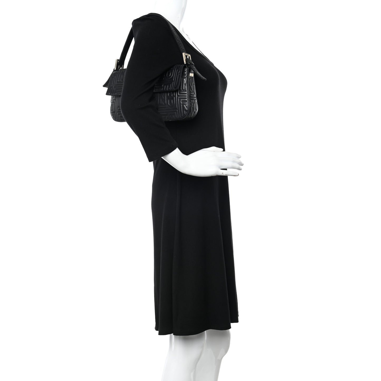 Nappa Logo Embossed Baguette Black