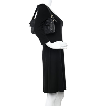 Fendi Nappa Logo Embossed Baguette Black 2 of 10