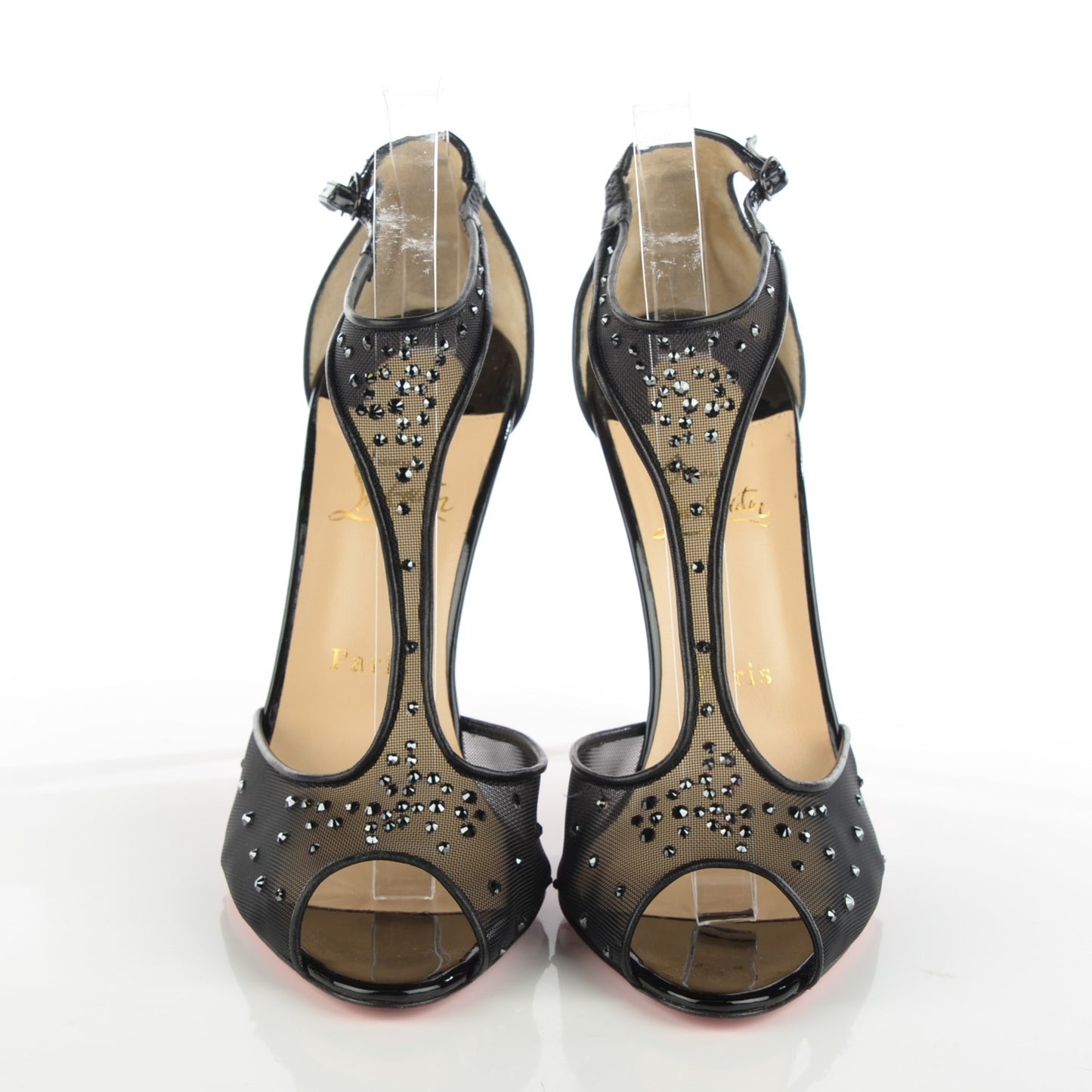 Mesh Embellished Patinana 100 Sandals 40 Black