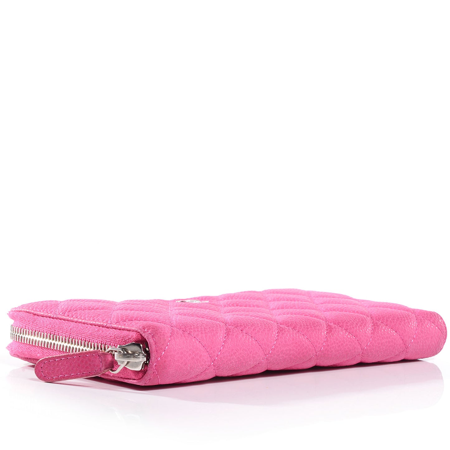 Iridescent Caviar Large Zip Around Wallet Pink