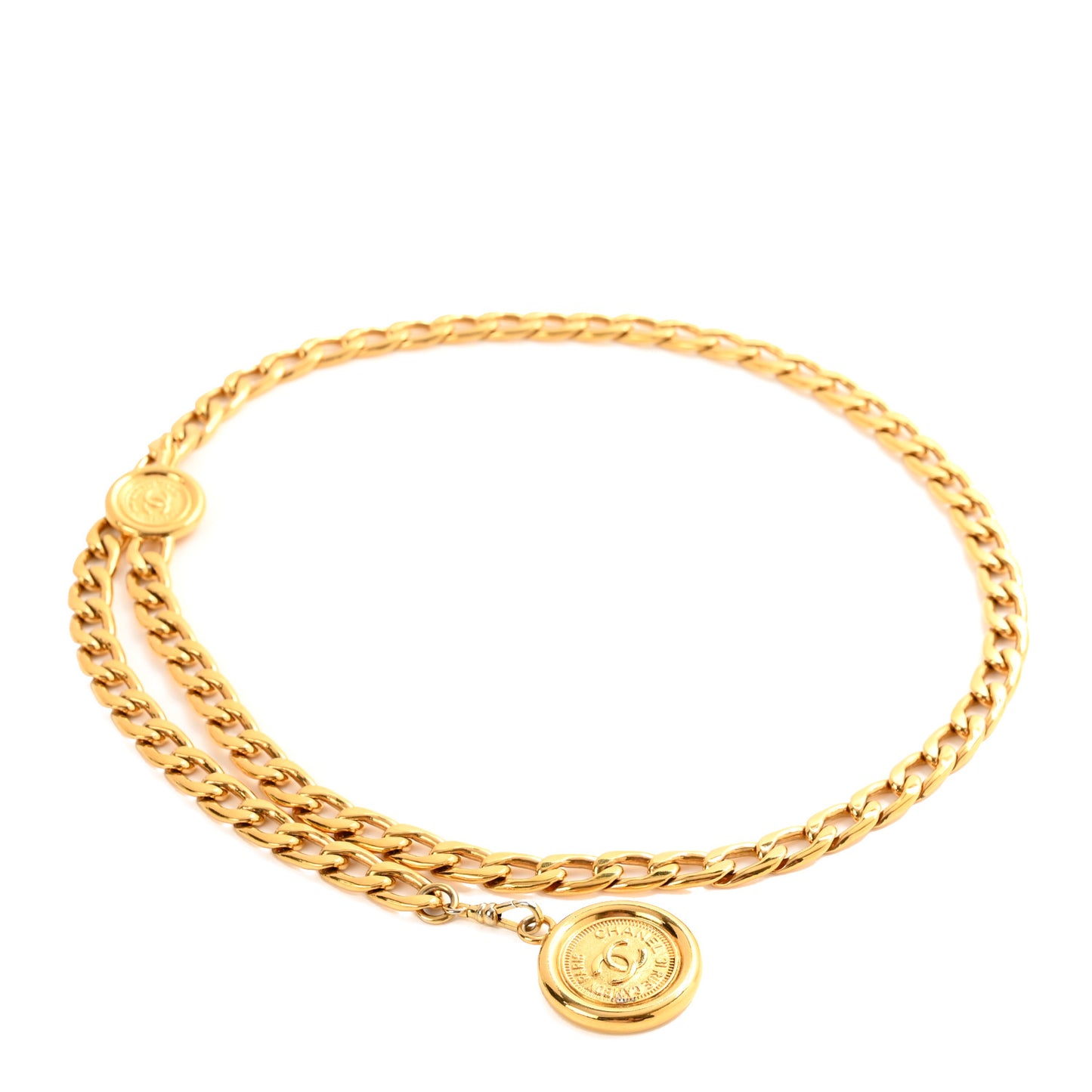 Metal Chain CC Medallion Belt Gold