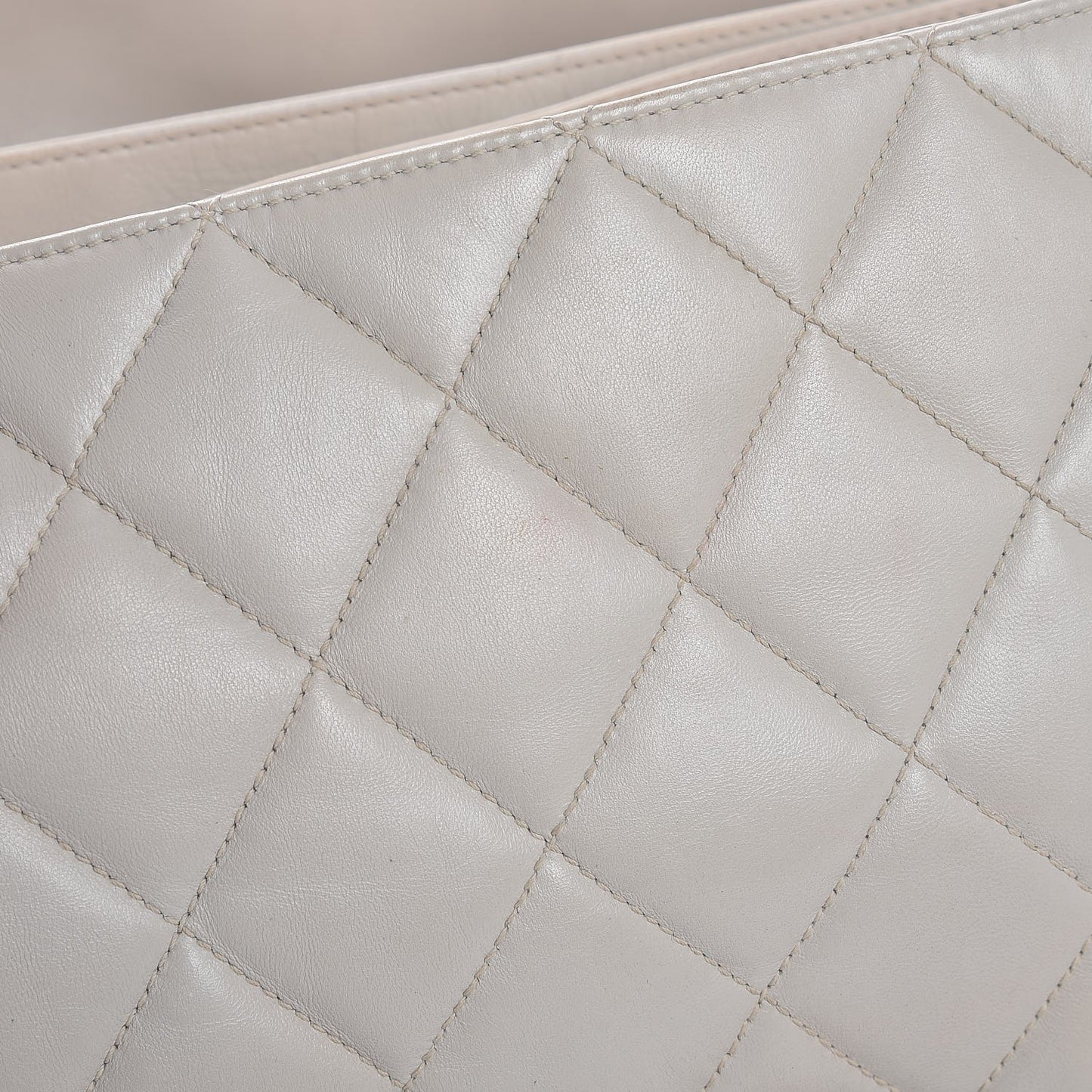 Lambskin Quilted 3 Accordion Flap Bag White