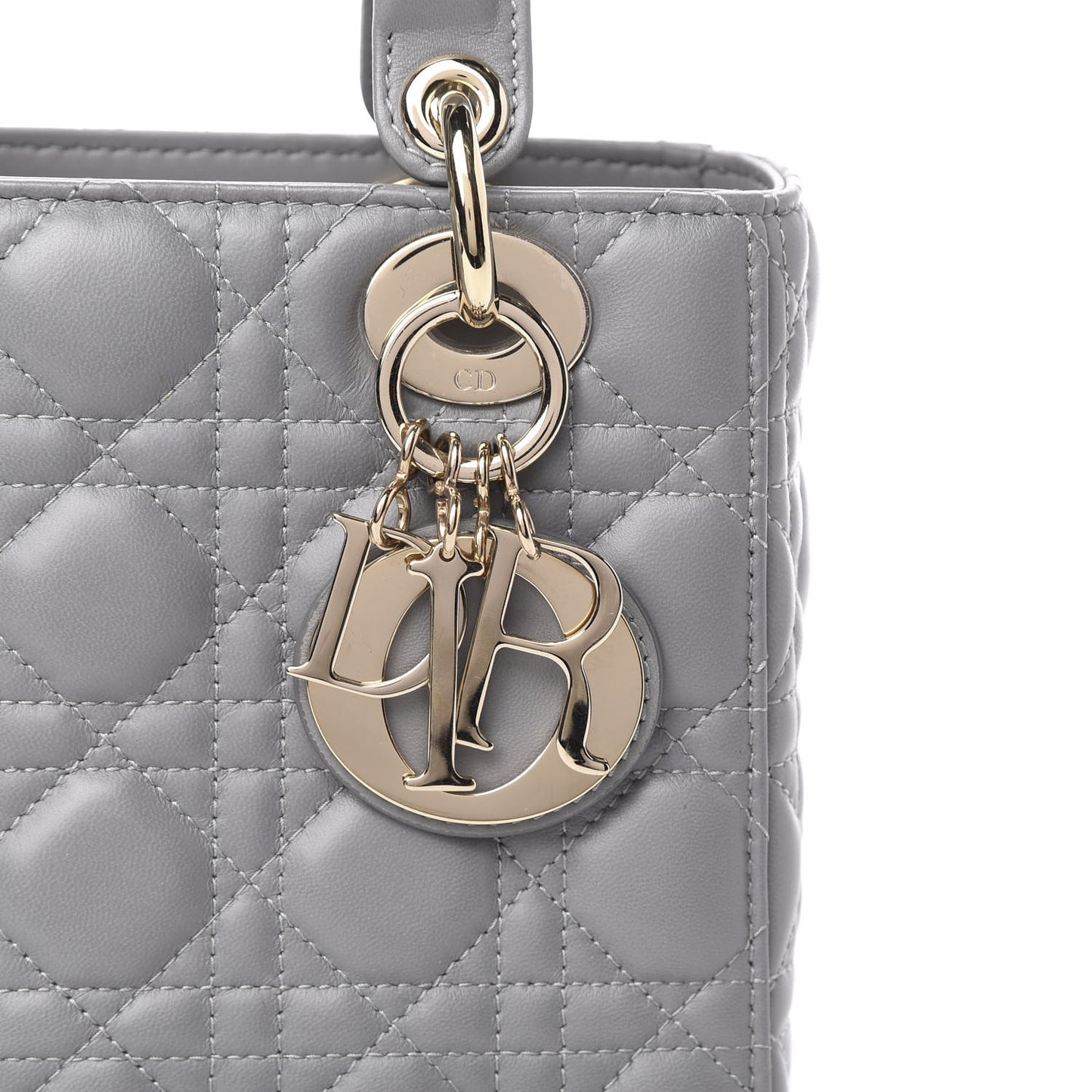 Lambskin Cannage Small Lucky Badges My Lady Dior Grey