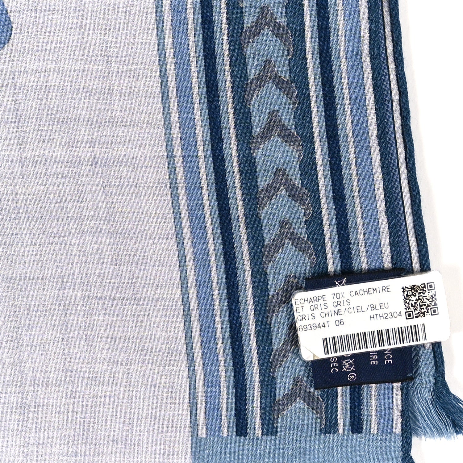 Hermes Cashmere Silk Et Gris Gris Rectangle Scarf Gris Chine 4 of 4