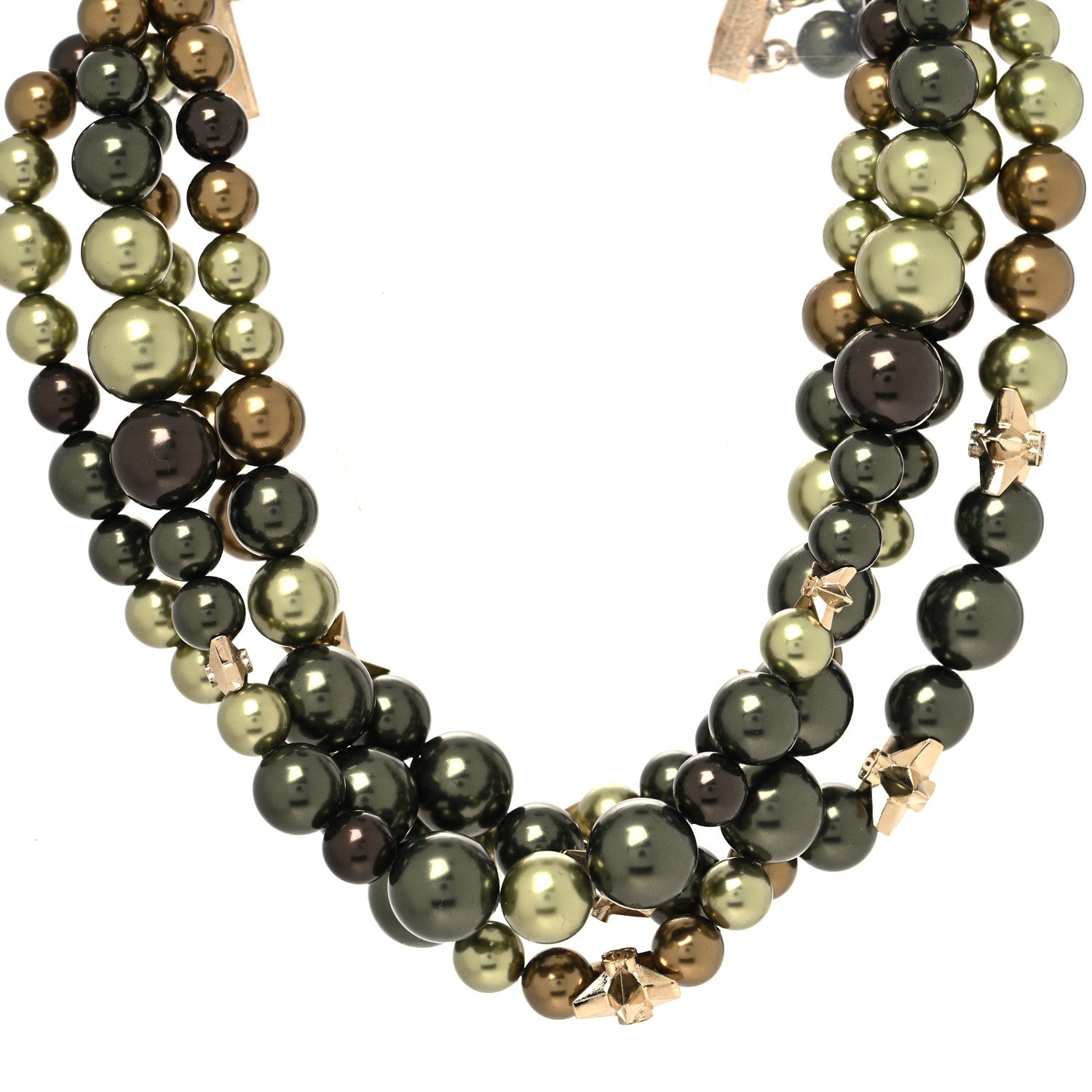 Chanel Metal Textured Bead CC Star Choker Necklace Gold Multicolor 1 of 5