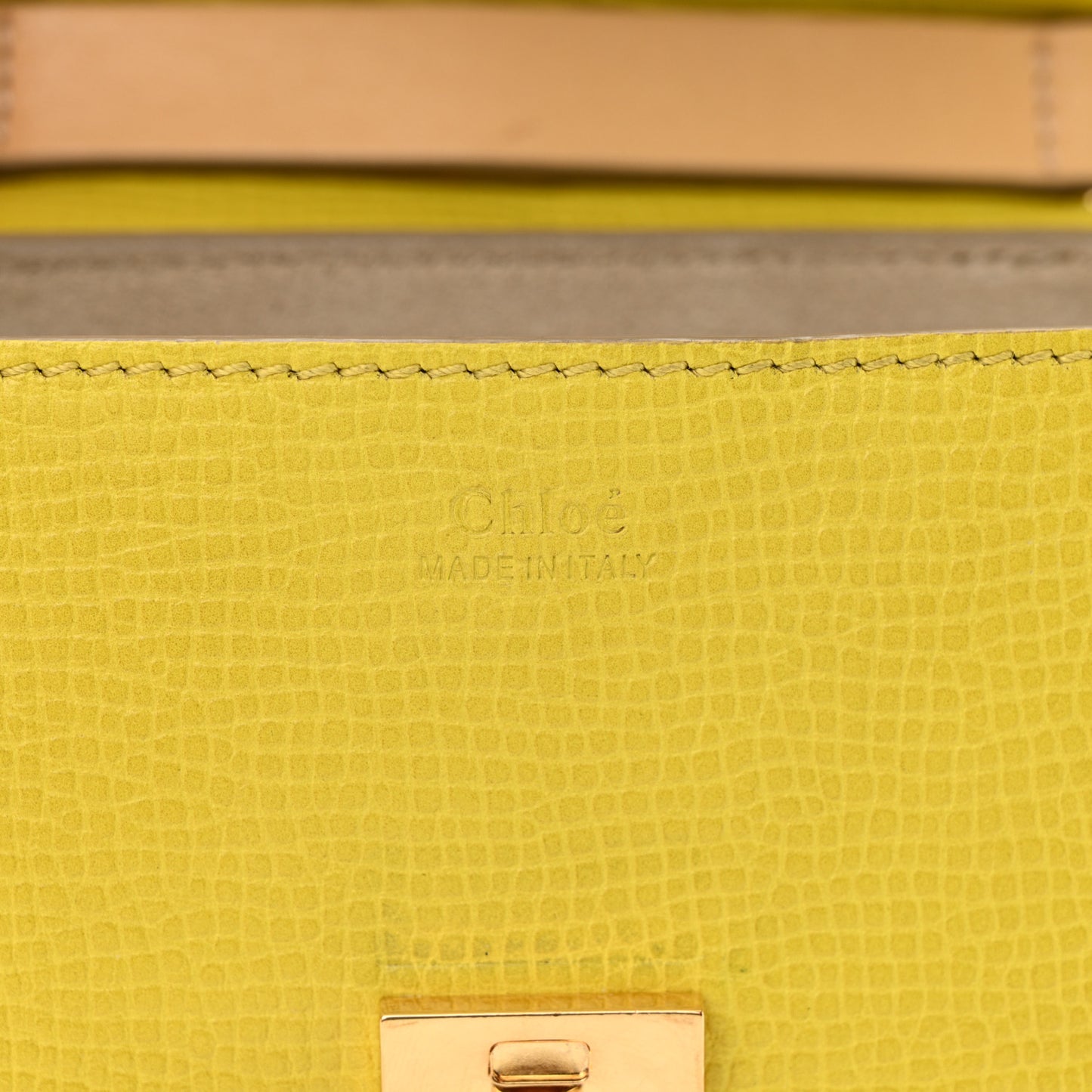 Grained Calfskin Lambskin Mini Bi-Color Drew Shoulder Bag Yellow Beige