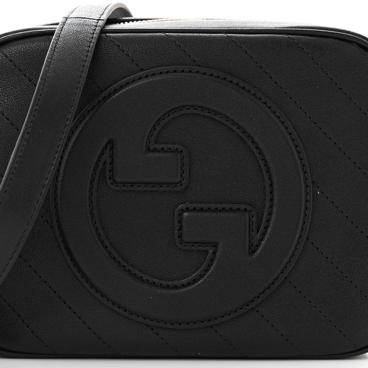Sakai Be Green Calfskin Diagonal Stitched Small Blondie Shoulder Bag Black
