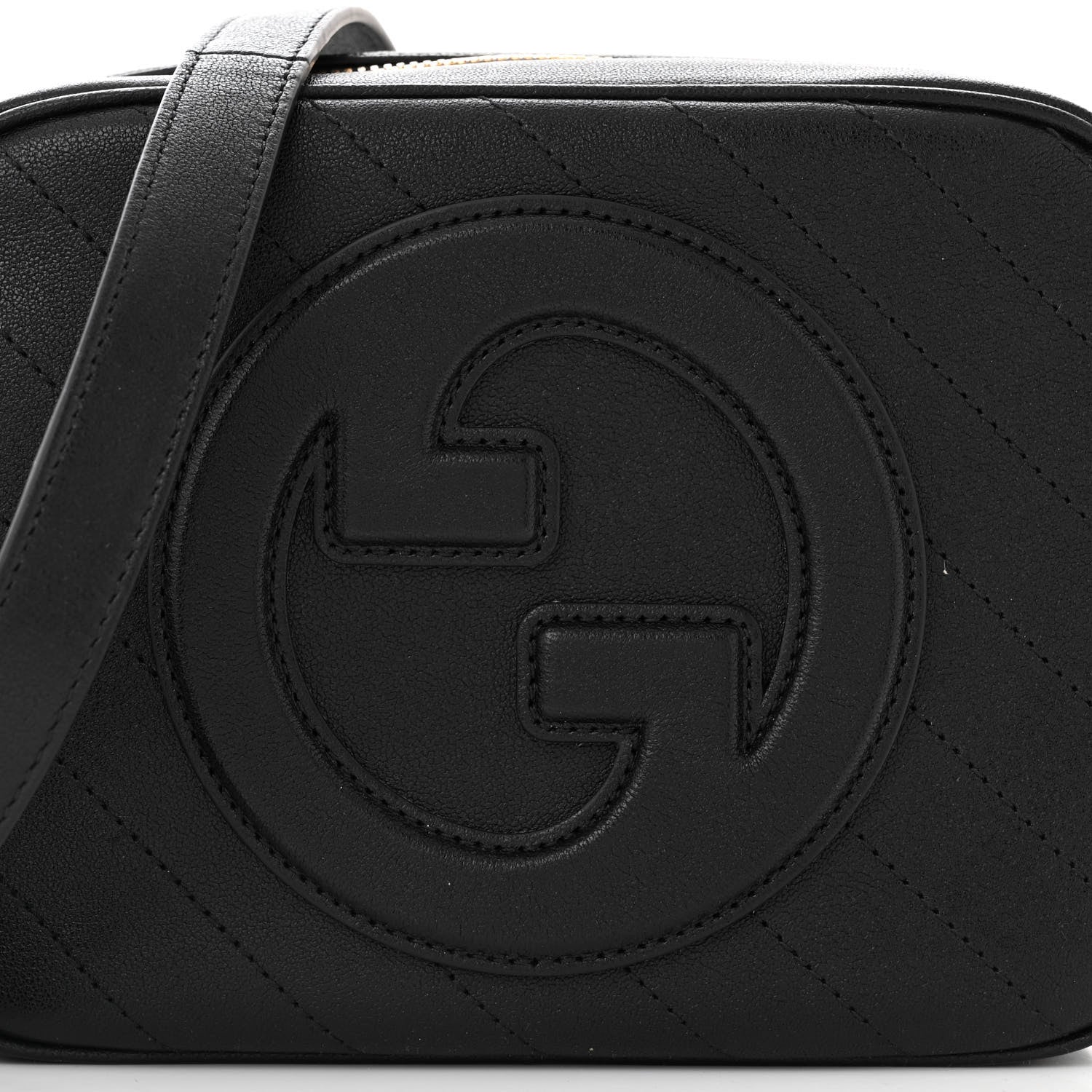 Gucci Sakai Be Green Calfskin Diagonal Stitched Small Blondie Shoulder Bag Black 7 of 9
