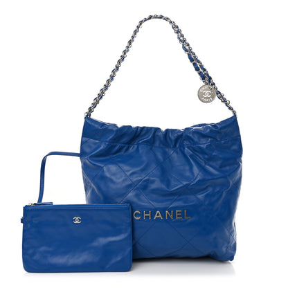 Chanel Shiny Calfskin Quilted Small Chanel 22 Dark Blue 2 of 11