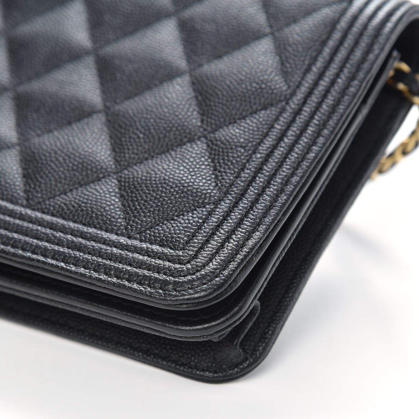 Caviar Quilted Boy Wallet On Chain WOC Black