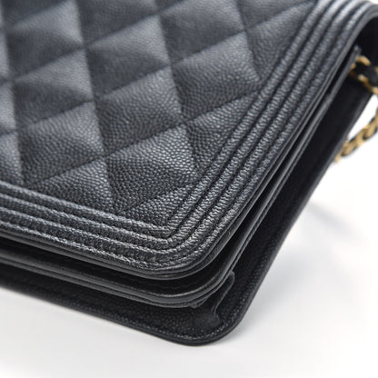 Chanel Caviar Quilted Boy Wallet On Chain WOC Black 10 of 12