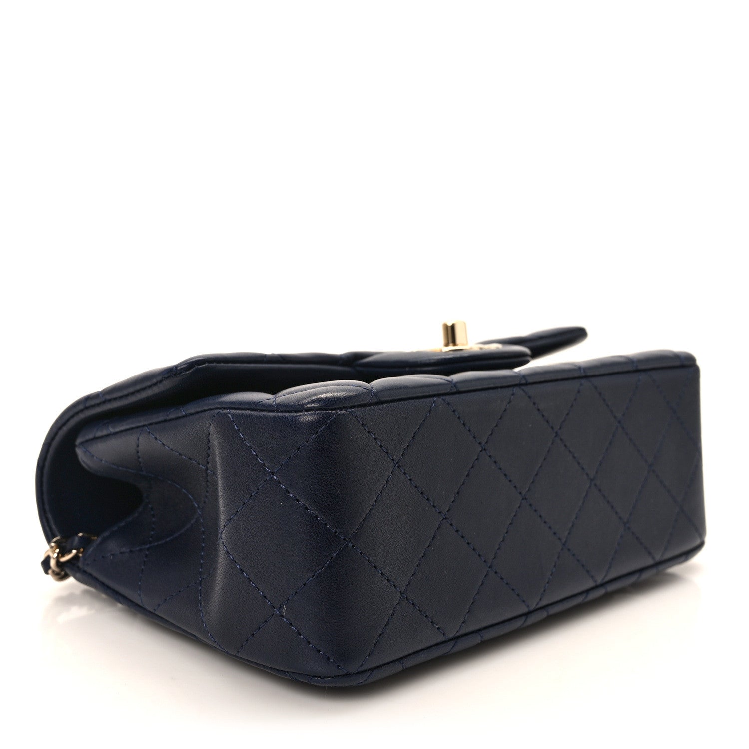 Chanel Lambskin Quilted Mini Top Handle Rectangular Flap Navy Blue 4 of 13