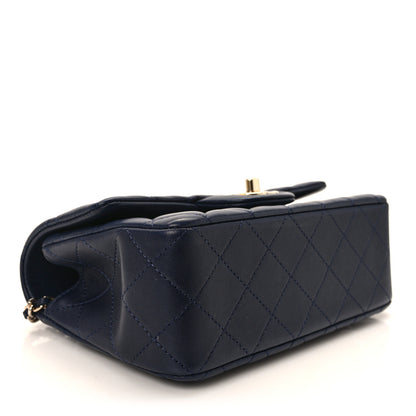 Chanel Lambskin Quilted Mini Top Handle Rectangular Flap Navy Blue 4 of 13