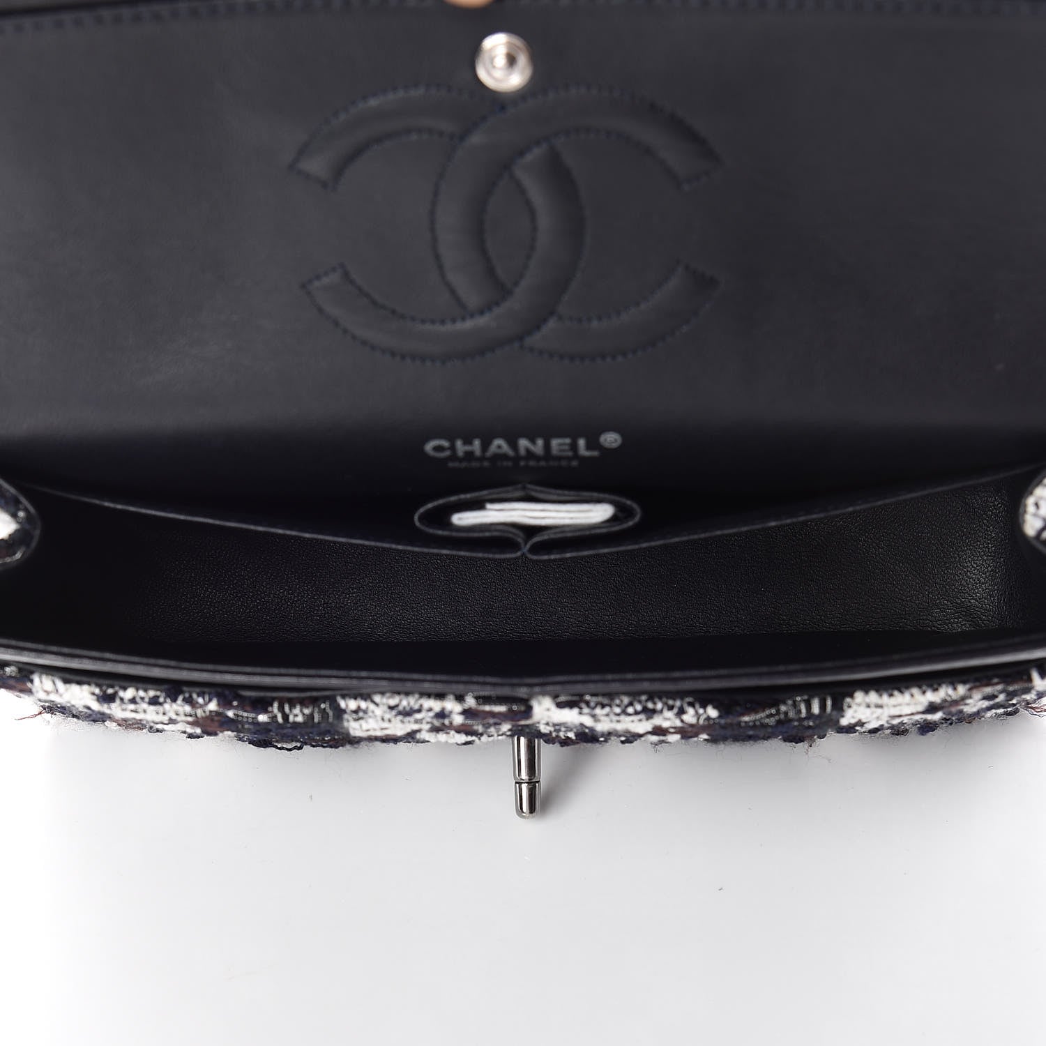 Chanel Tweed Medium Double Flap Blue White 7 of 10