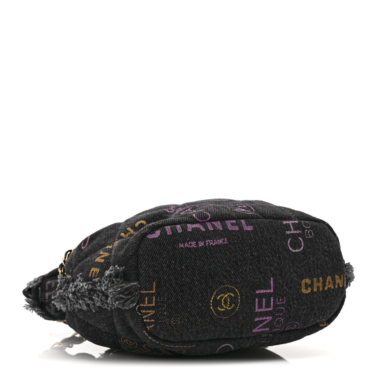 Chanel Denim Quilted Mood Small Bucket With Chain Black Multicolor 4 of 10