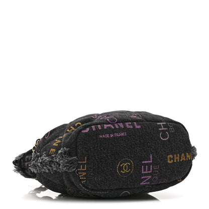 Chanel Denim Quilted Mood Small Bucket With Chain Black Multicolor 4 of 10