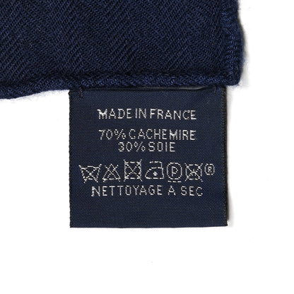 Hermes Cashmere Silk Parcours Sans Faute Shawl 140 Marine White Gold 6 of 6